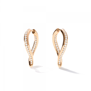 Tamara Comolli Signature SIGNATURE Hoop Ohrringe Twisted Drop mit Diamant Pavé E-Sig-Ho-TDr-p-rg bei Juwelier Mayrhofer in Linz