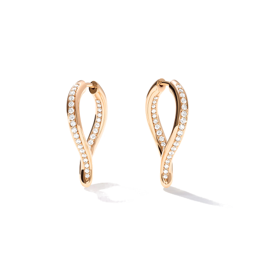 Tamara Comolli Signature SIGNATURE Hoop Ohrringe Twisted Drop mit Diamant Pavé E-Sig-Ho-TDr-p-rg bei Juwelier Mayrhofer in Linz