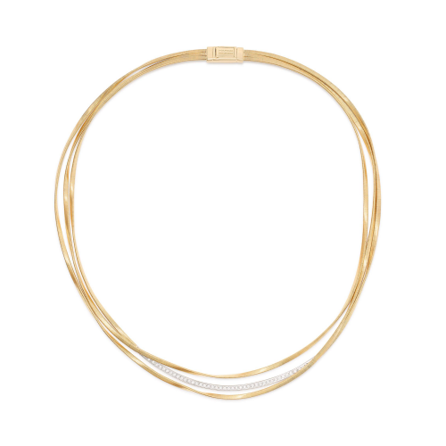 Marco Bicego Marrakech Dreireihige Halskette aus Gelbgold mit eingesetzten Diamanten CG848_B_YW_M5 bei Juwelier Mayrhofer in Linz