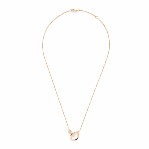 Tamara Comolli Signature SIGNATURE Halskette mit Mondstain sand-weiß und Diamant Pavé N-Sig-2Dr-MoSa-prg bei Juwelier Mayrhofer in Linz