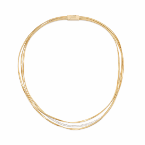 Marco Bicego Marrakech Dreireihige Halskette aus Gelbgold mit eingesetzten Diamanten CG848_B_YW_M5 bei Juwelier Mayrhofer in Linz