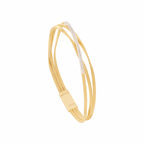 Marco Bicego Marrakech Marrakech Dreireihiges halbstarres Armband aus Gelbgold mit Diamant-Baguette BG848_B_YW_M5 bei Juwelier Mayrhofer in Linz