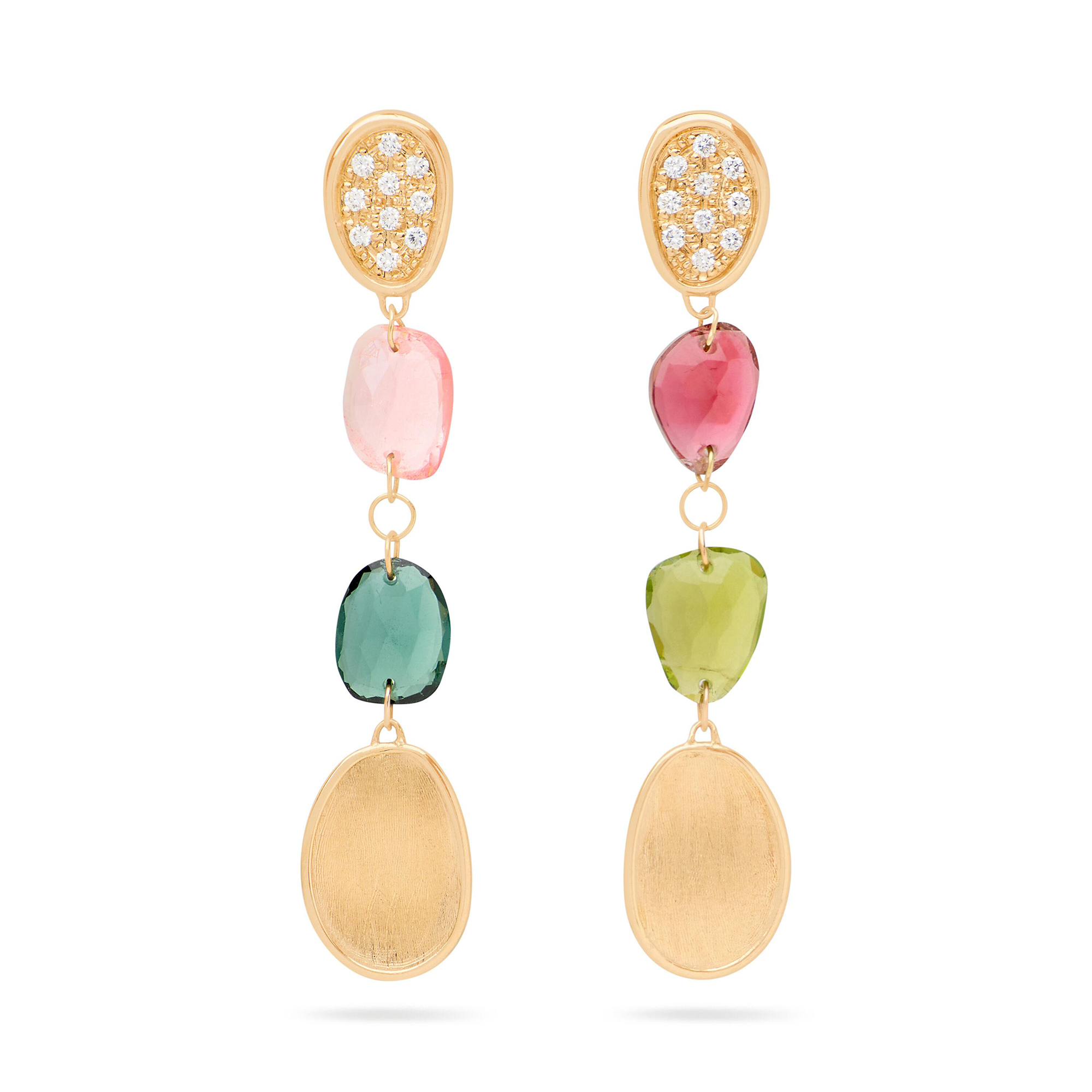Lunaria Color 18K Gelbgold Turmalin Mix Ohrhänger mit Diamanten
